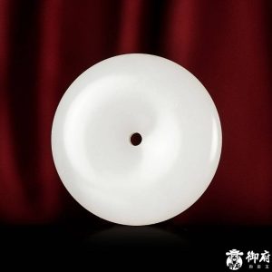 新疆和田玉白玉青花籽料 平安扣（大号）59.7克商品图片